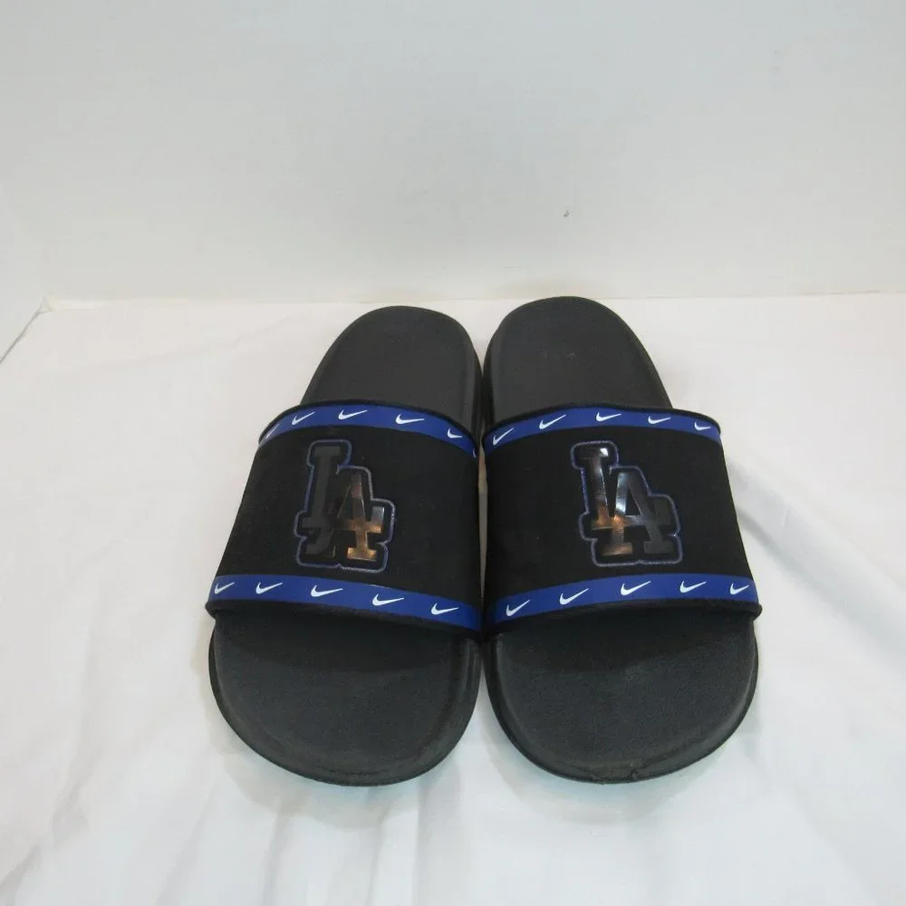 Nike MLB LA Dodgers Black Blue Logo Slip On Sandals Off Court Slides - Picture 3 of 7